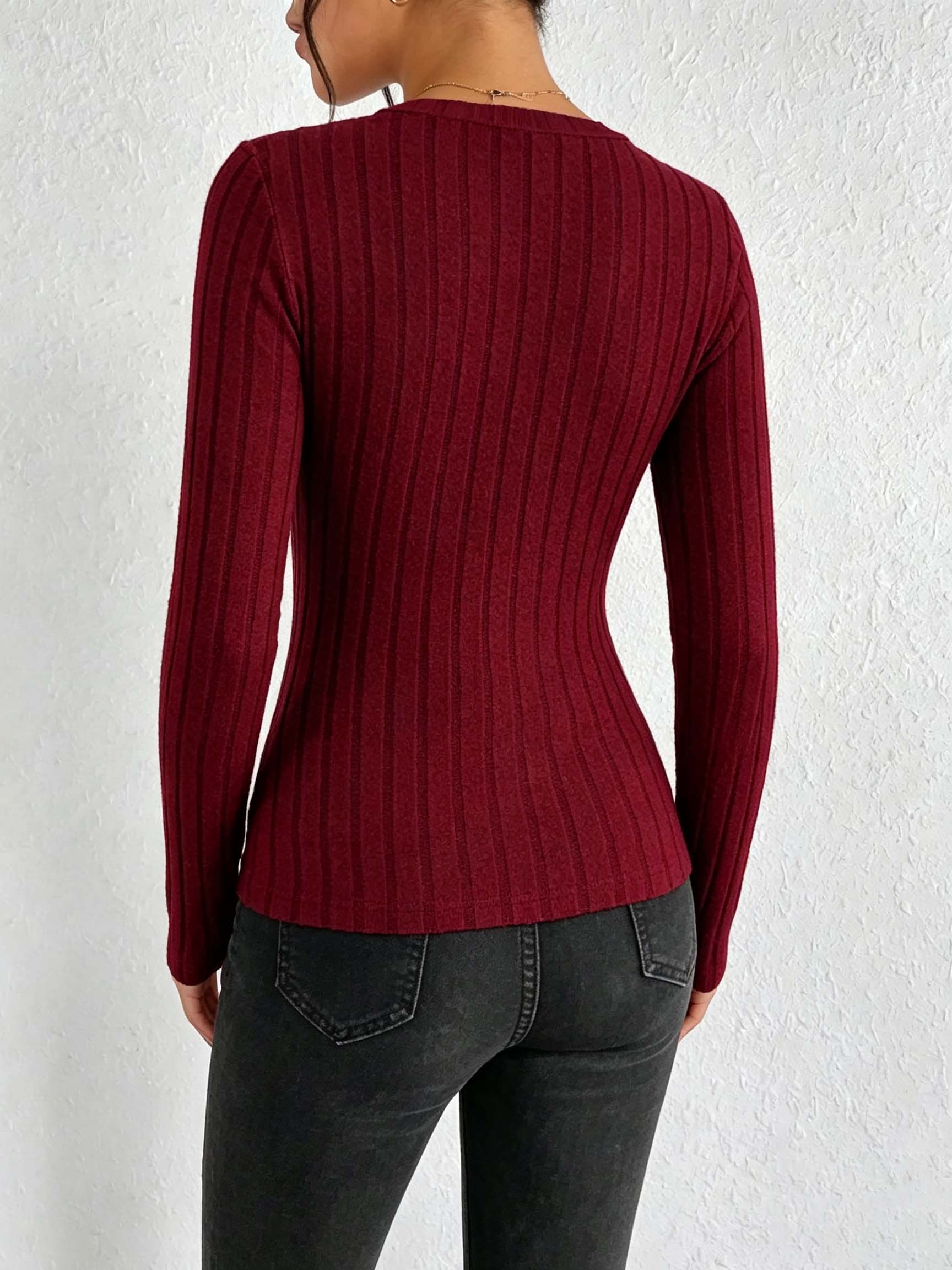 Women Solid V‑Neck Ribbed Knit - Golf Tees review and price